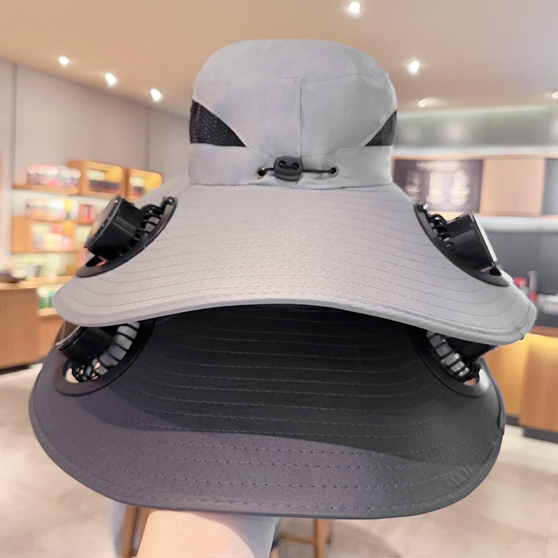 Summer fisherman hat - dual function of solar power and USB charging