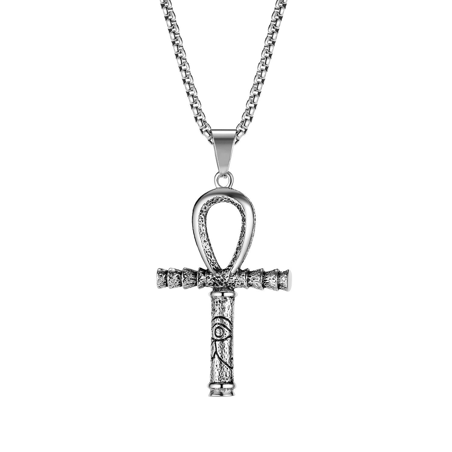 domineering double wolf head titanium steel pendant necklace