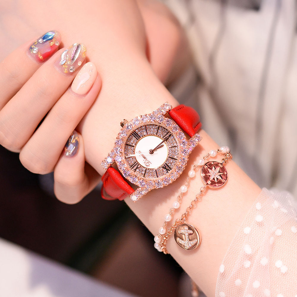 Diamond Starry Sky Women's Leather Strap Watch