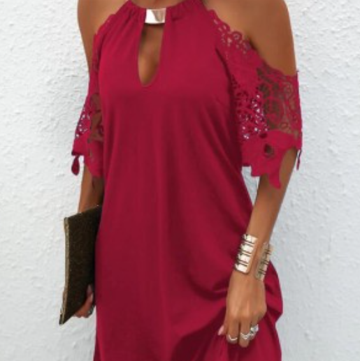 Patterned hollowed-out metal necklace-style dress