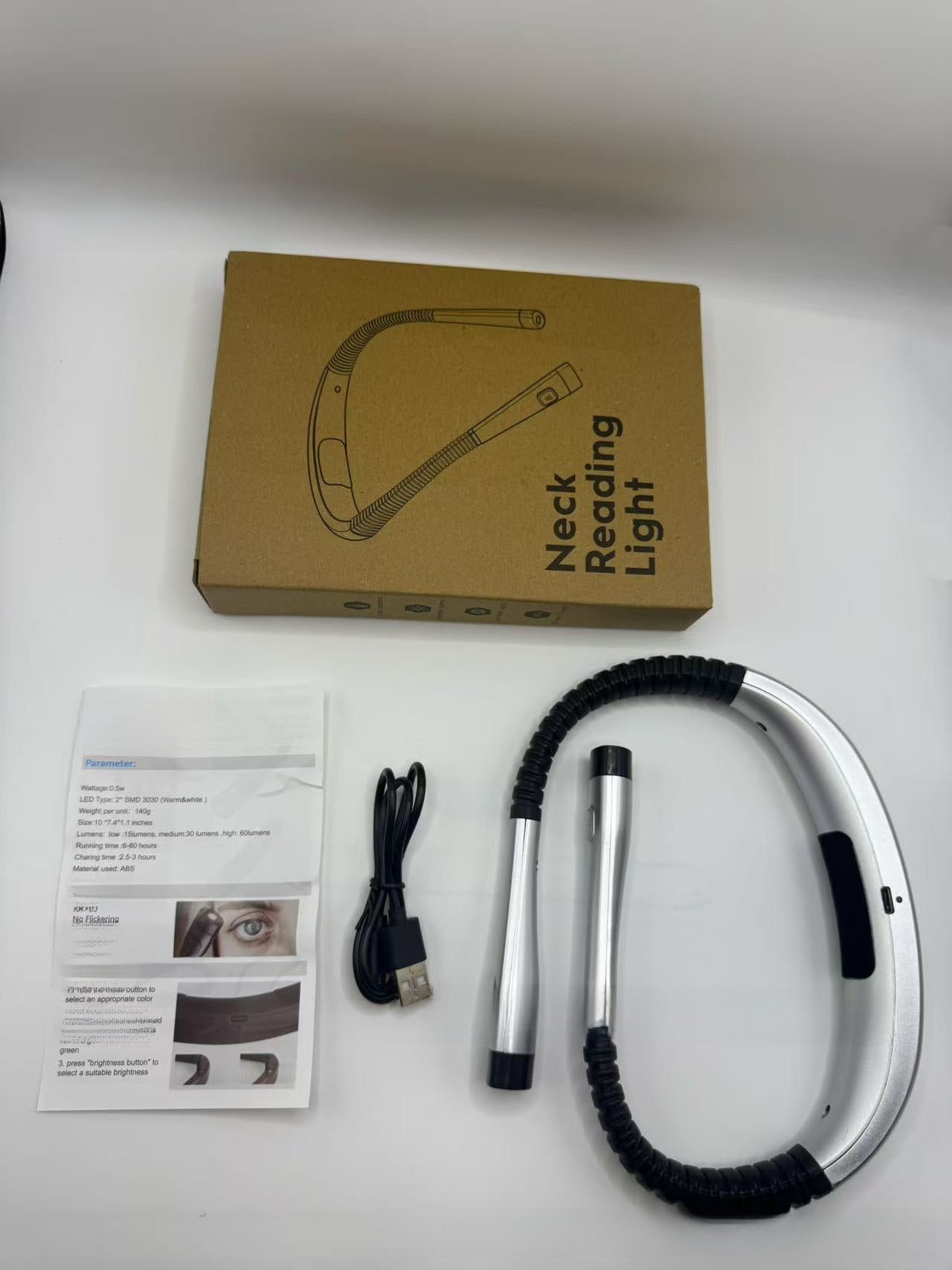 Adjustable USB Neck Reading Light with Eye Protection LED