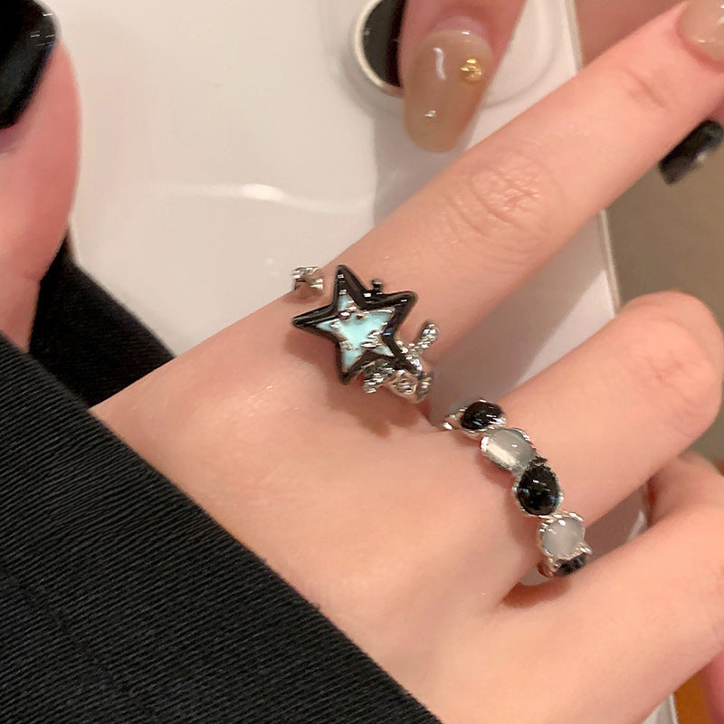 Star opal rings, fashionable and versatile, temperament, hot girl design, open rings