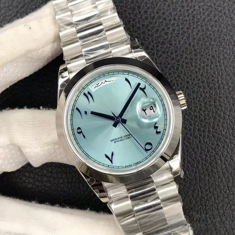 Automatic mechanical watch with double calendar day display