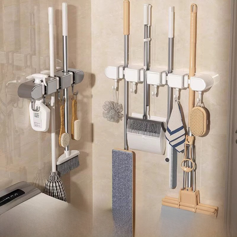 Mop rack, non-perforated hook, storage and hanging rack