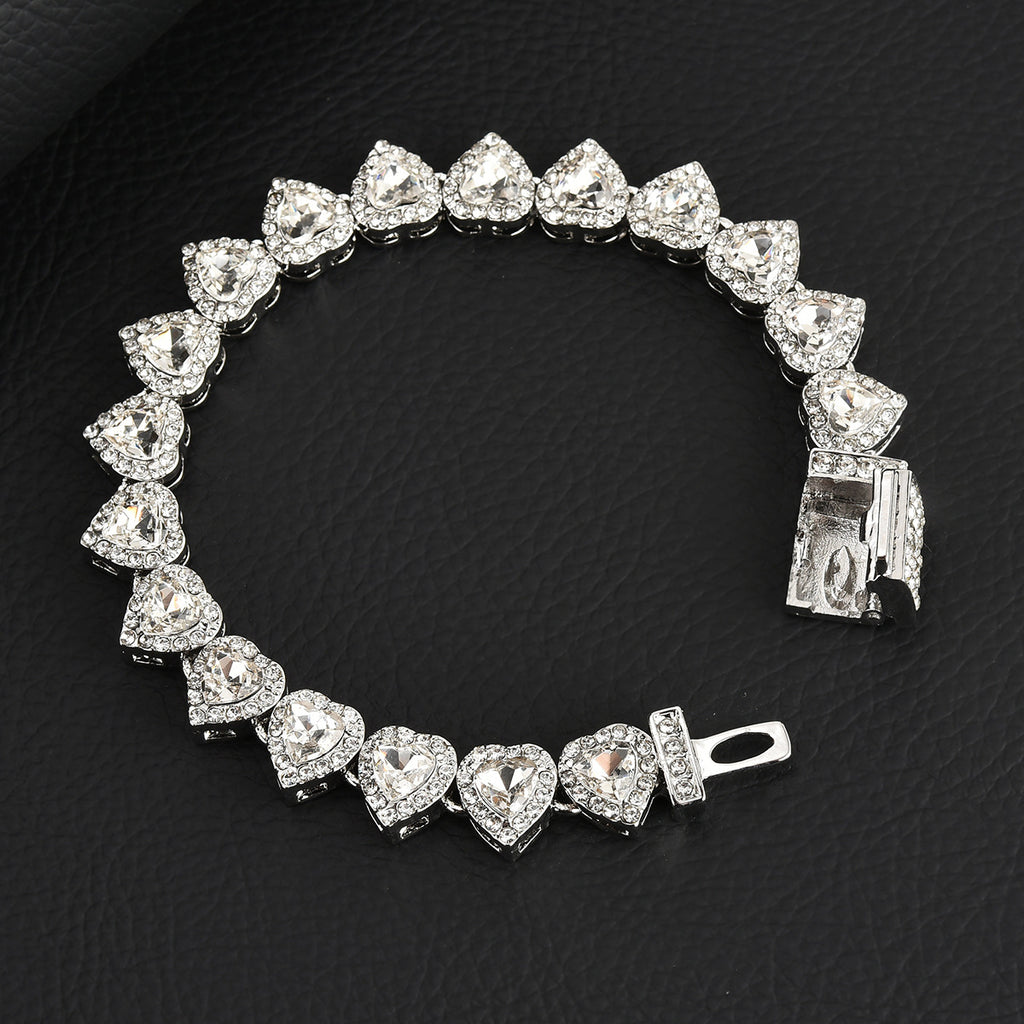 Hip-hop heart-shaped rock candy necklace