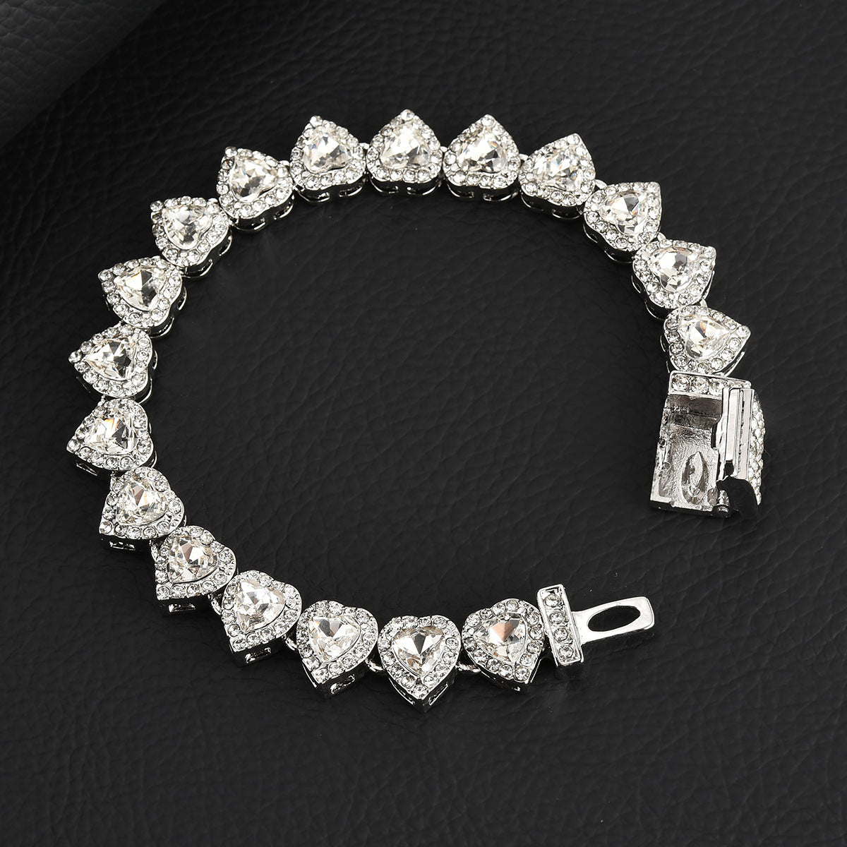 Hip-hop heart-shaped rock candy necklace