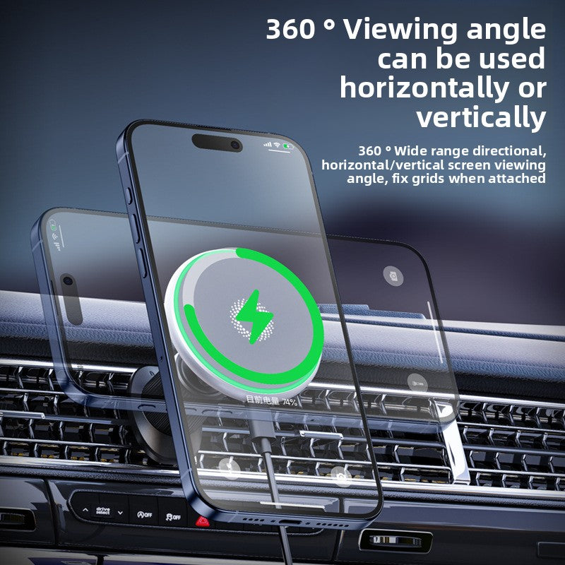 Magnetic Car Phone Holder with Wireless Charging and Auto Clamping