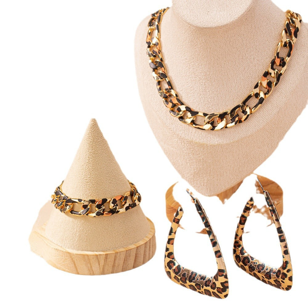 Geometric Triangle Earrings Necklace Bracelet Set