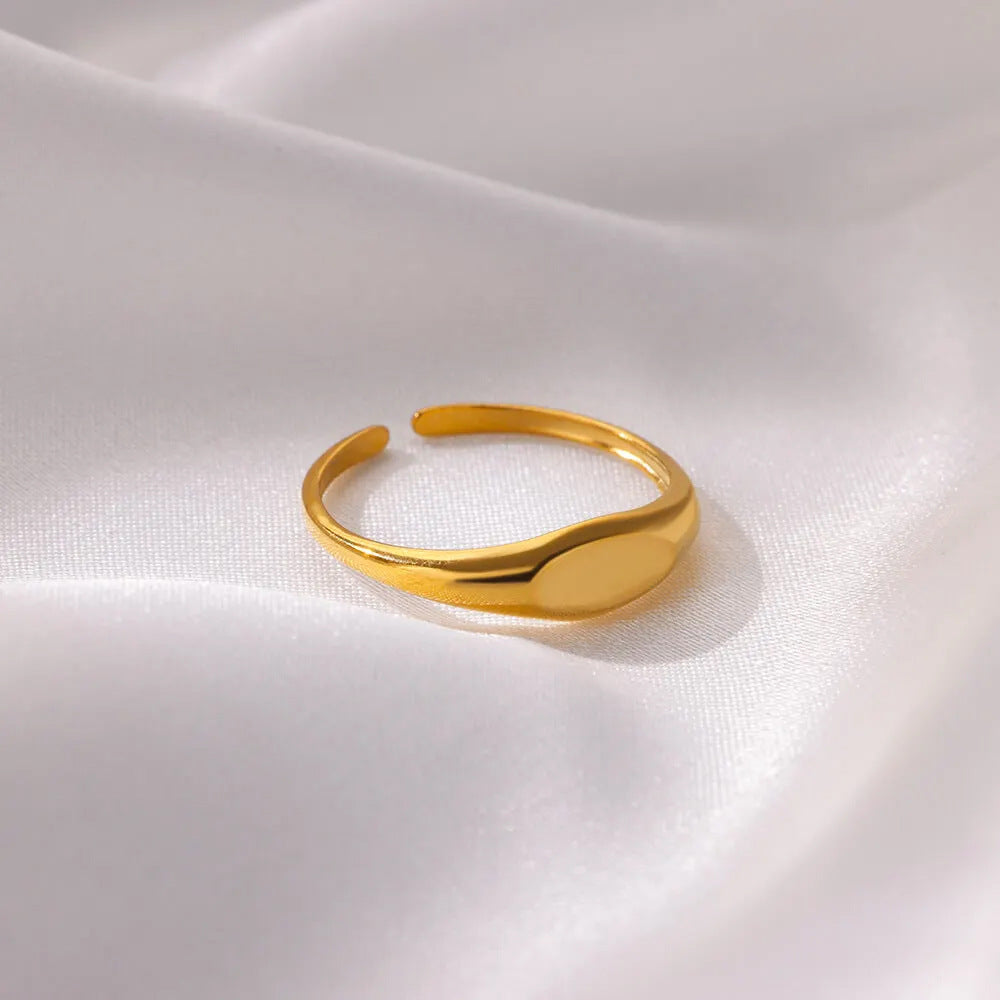 Simple Geometric Adjustable Gold Plated Ring