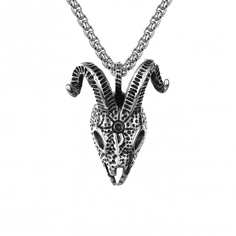domineering double wolf head titanium steel pendant necklace