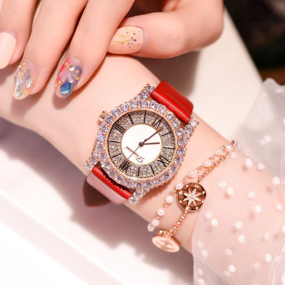 Diamond Starry Sky Women's Leather Strap Watch