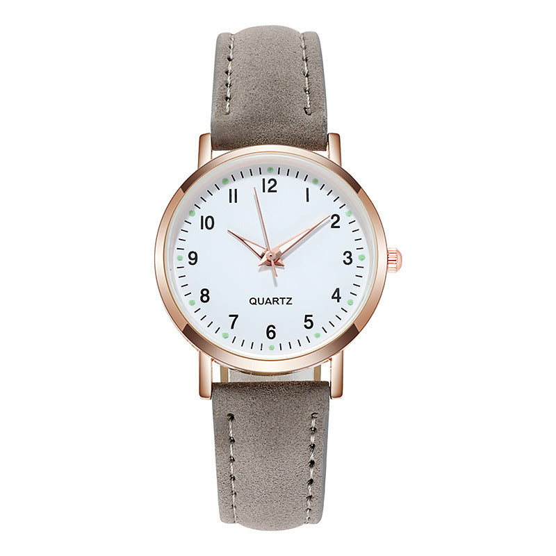 Ladies' quartz watch with brushed leather