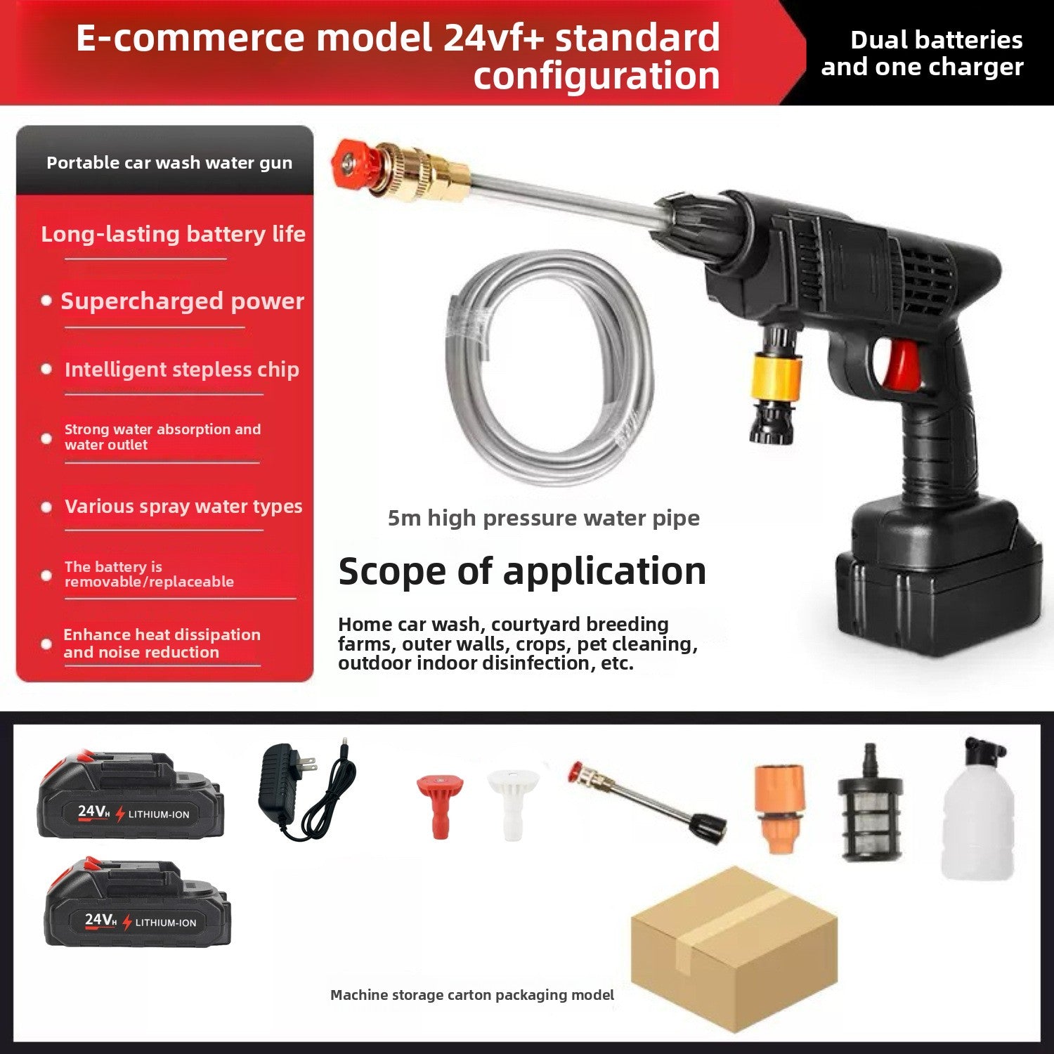 Wireless car washing machine high-pressure water gun