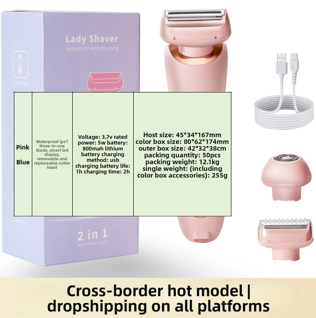 Double-Head Rechargeable Electric Shaver for Women