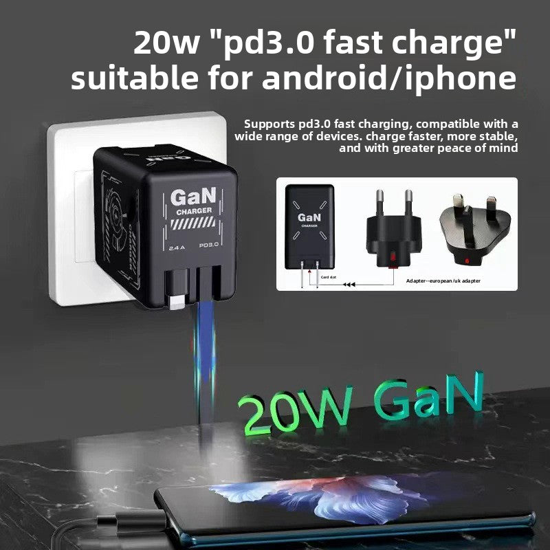120W GaN Fast Charger with Retractable Cable