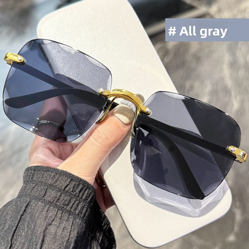 Frameless beveled sunglasses