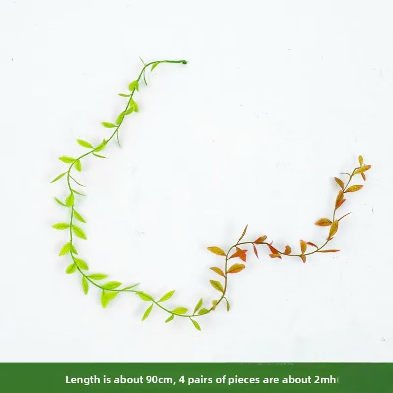 Artificial willow leaves decorate willow twigs