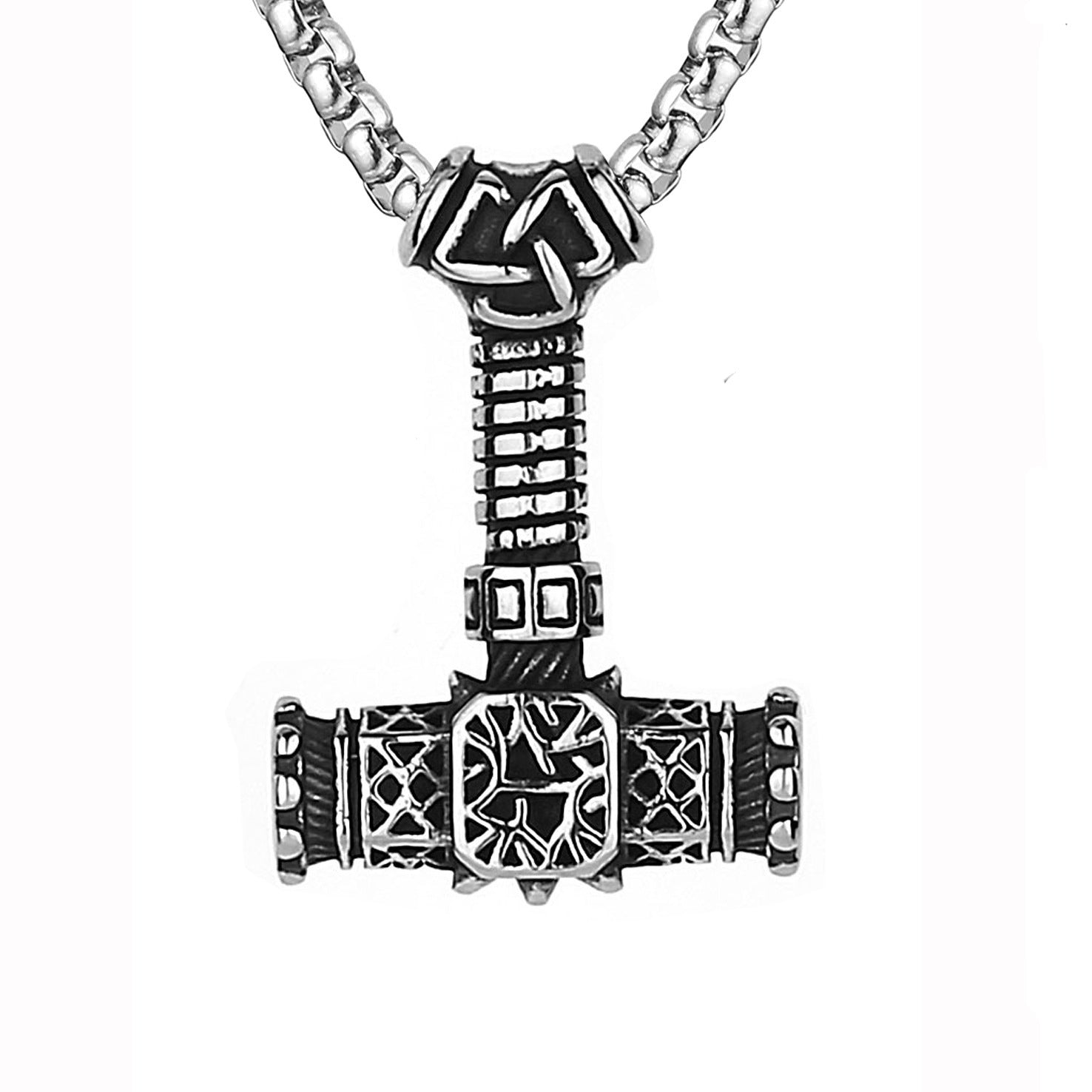 domineering double wolf head titanium steel pendant necklace
