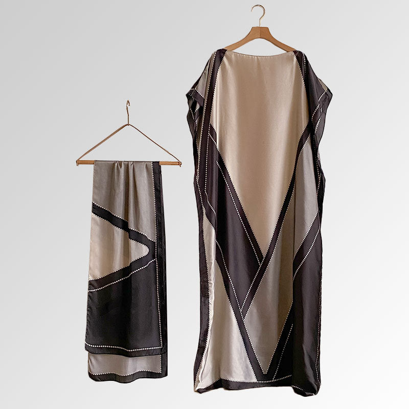 Beach vacation faux silk scarf dress