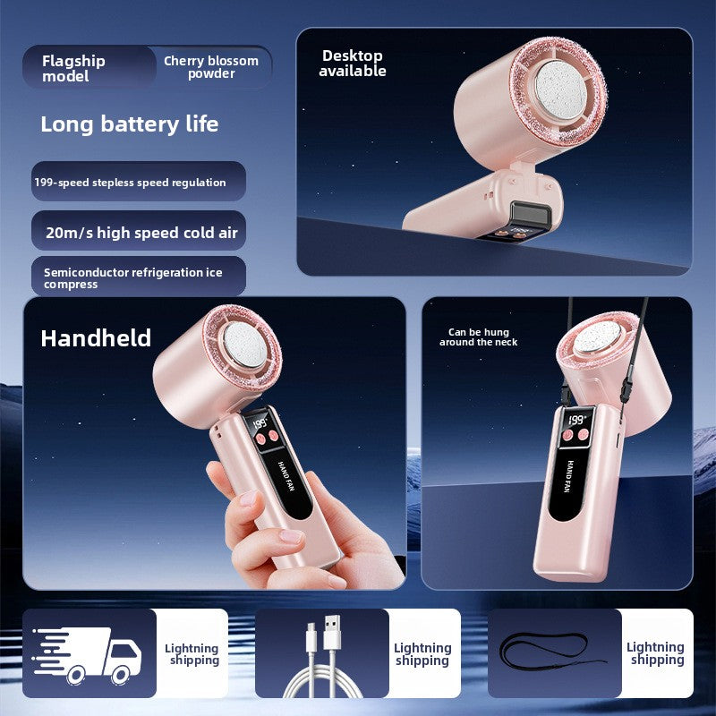 Foldable Portable USB Rechargeable Mini Cooling Fan with Digital Display