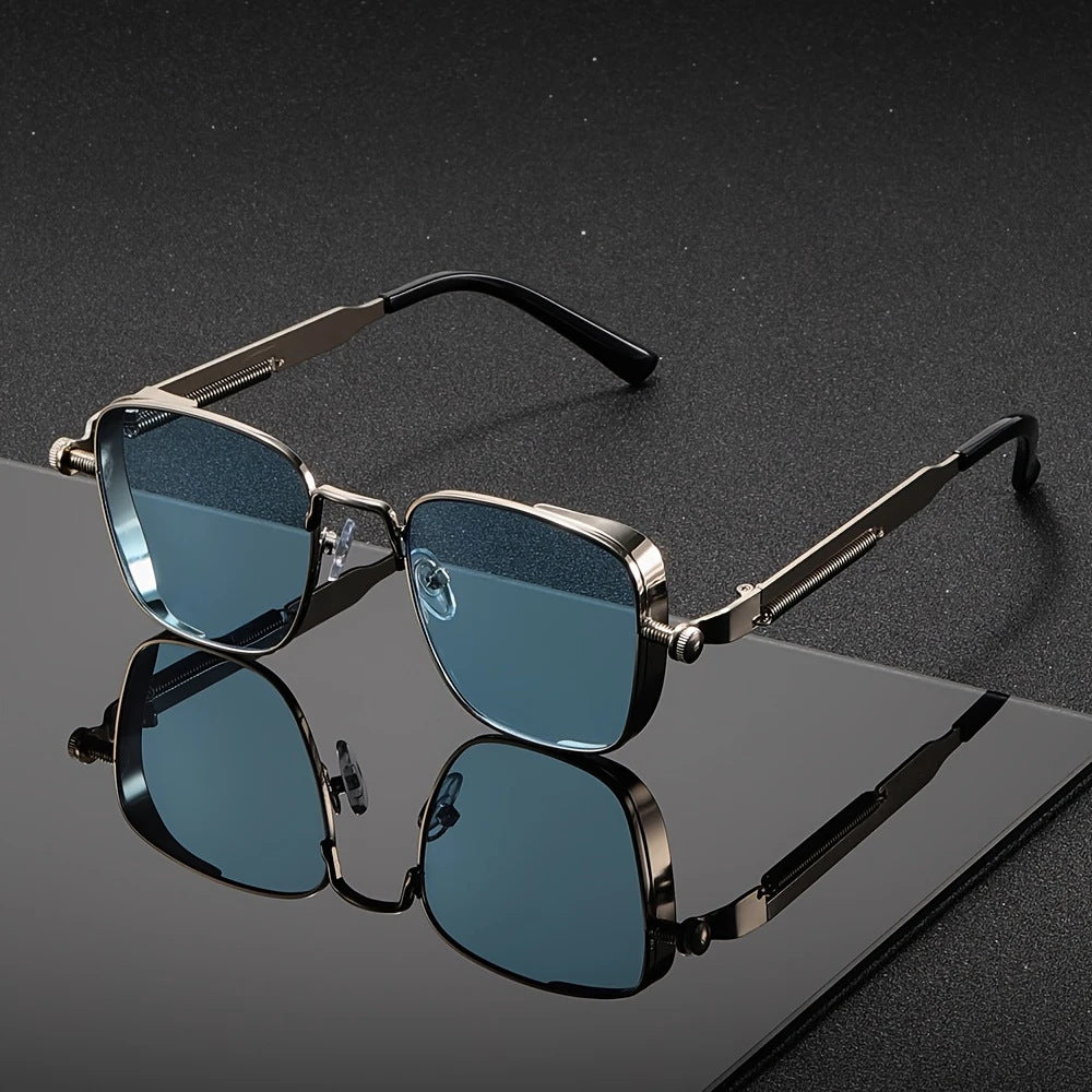 Retro Steampunk Metal Sunglasses Square Frame UV Protection