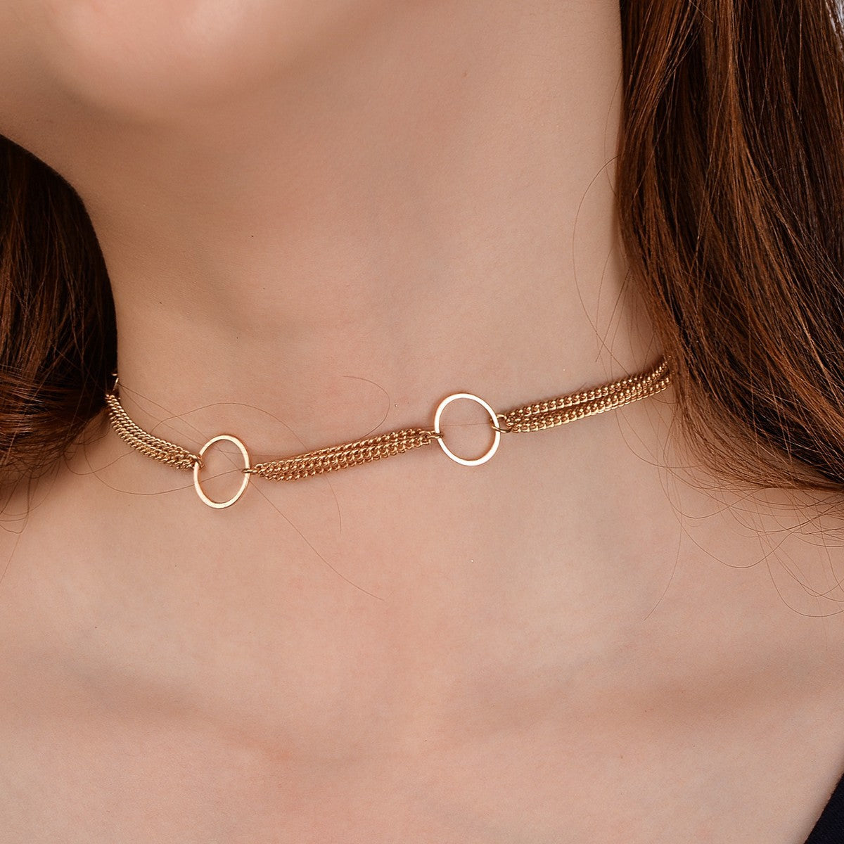 Geometric Copper Multi-Layer Collarbone Necklace