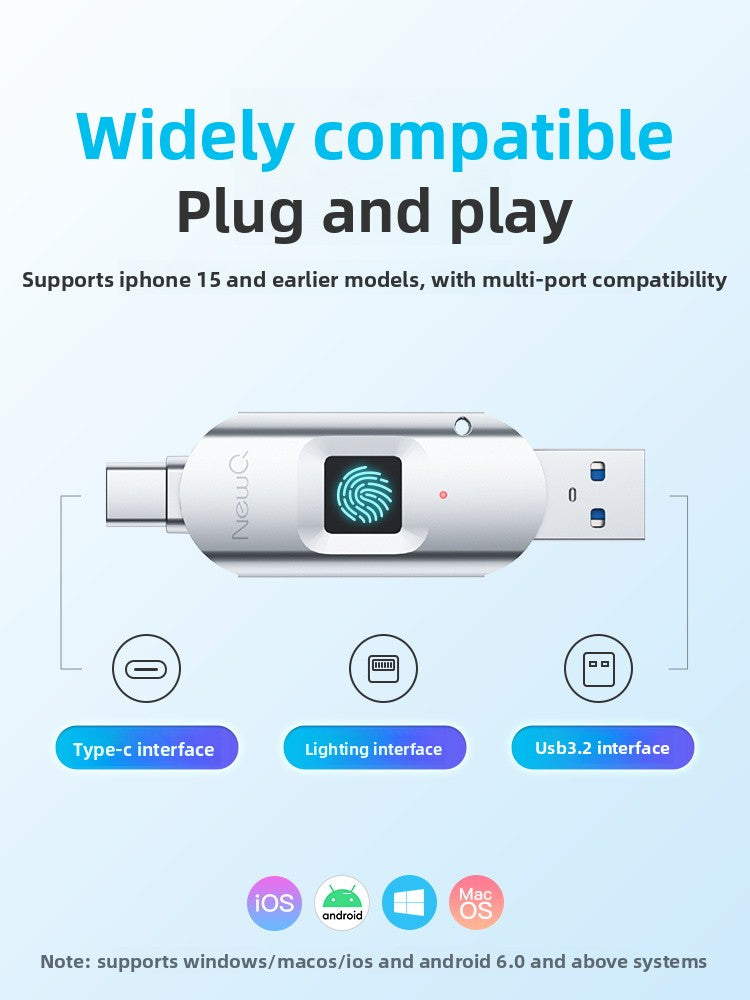 Dual Interface Fingerprint Encryption USB Drive