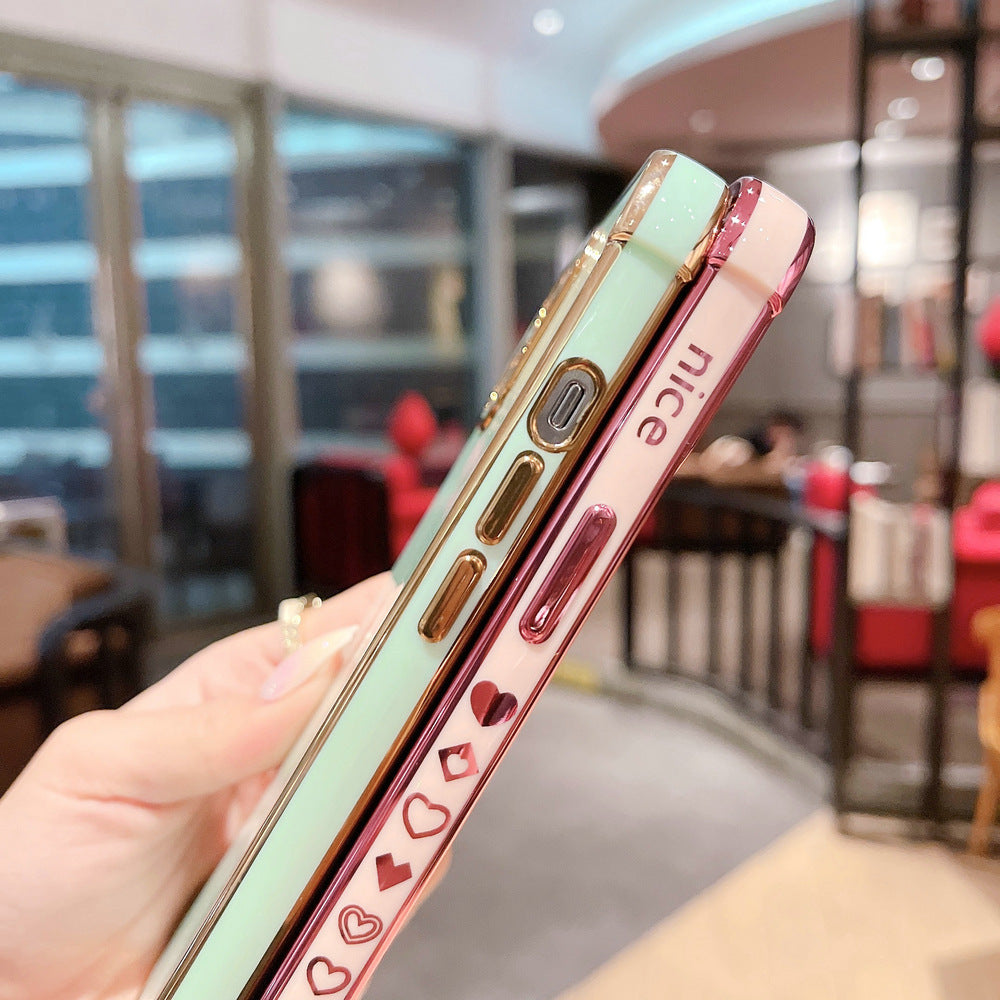 Electroplated love Apple 15 Side phone case