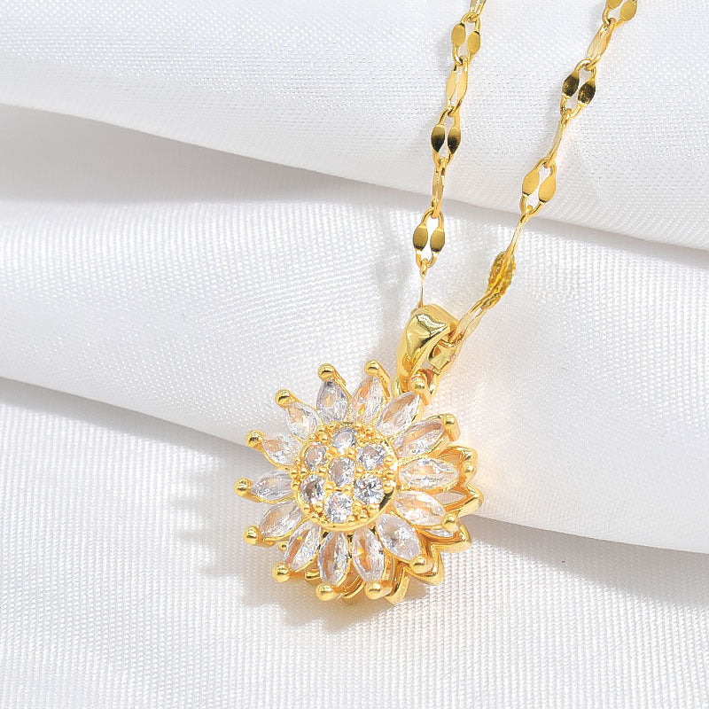 Light luxury rotatable sunflower necklace