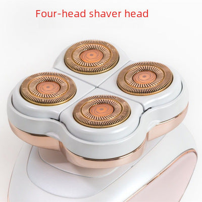 Electric rechargeable hair remover, thigh hair extractor, four-head shaving blade