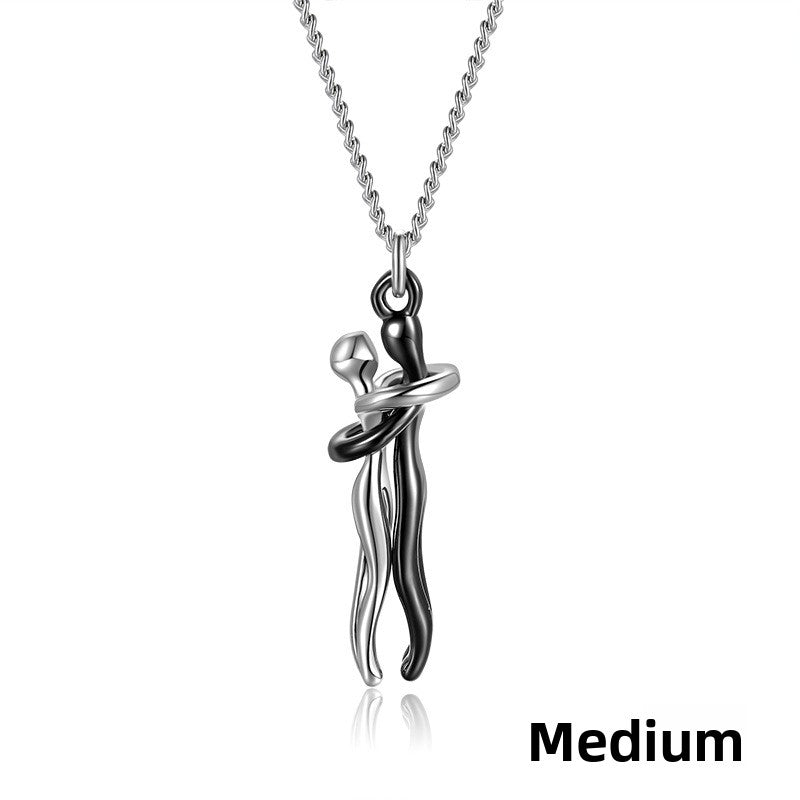 Couple Embrace Pendant Necklace
