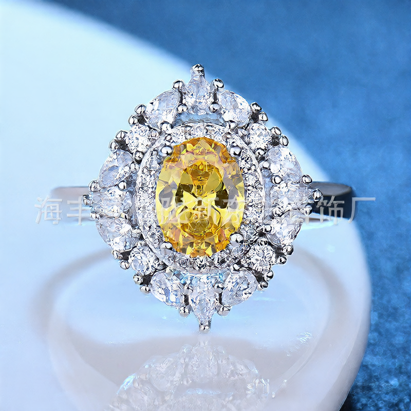 Adjustable Floral Synthetic Gemstone White Gold Plated Ring
