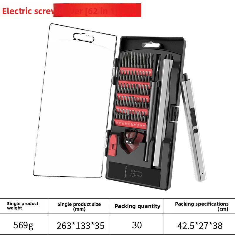 62-in-1 Precision Electric Screwdriver Set with Adjustable Torque and LED Light
