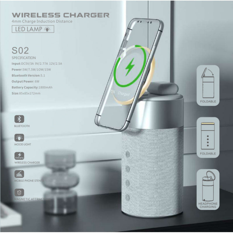 Magnetic suction wireless audio charging mobile phone headset magnetic suction wireless charging household mini portable desk decoration speaker
