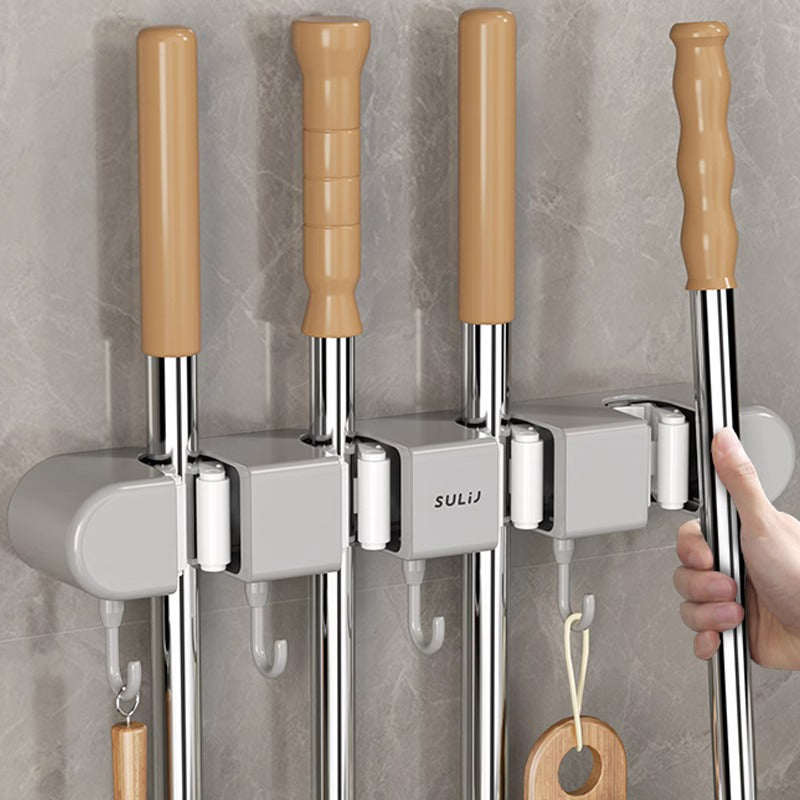 Mop rack, non-perforated hook, storage and hanging rack