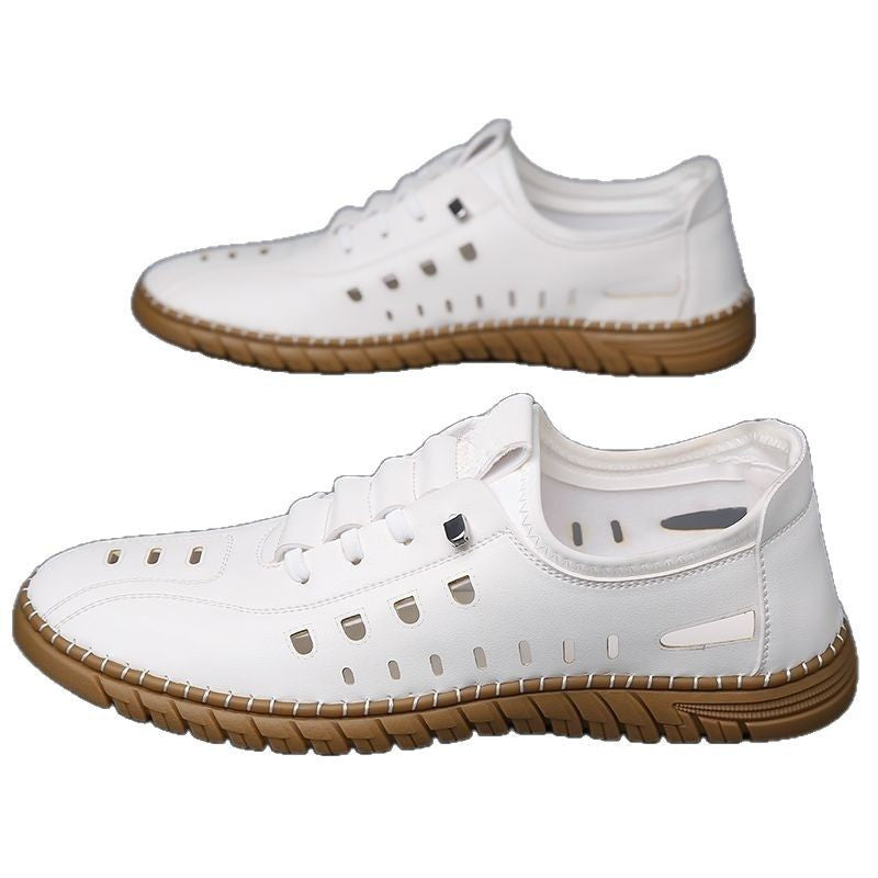 Men's Hollow Breathable Leather Shoes
