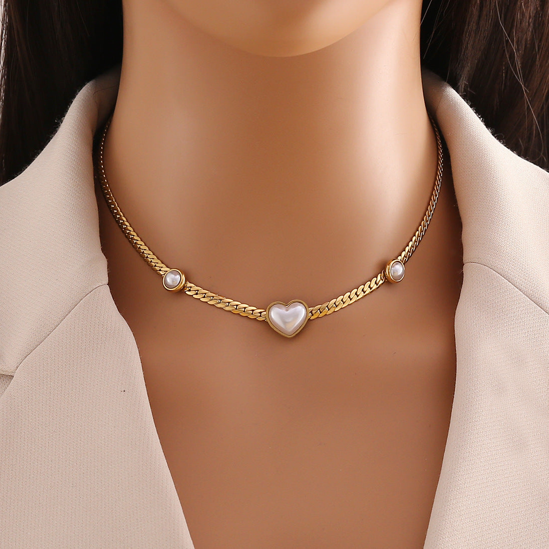 Love Heart Pearl Pendant Necklace