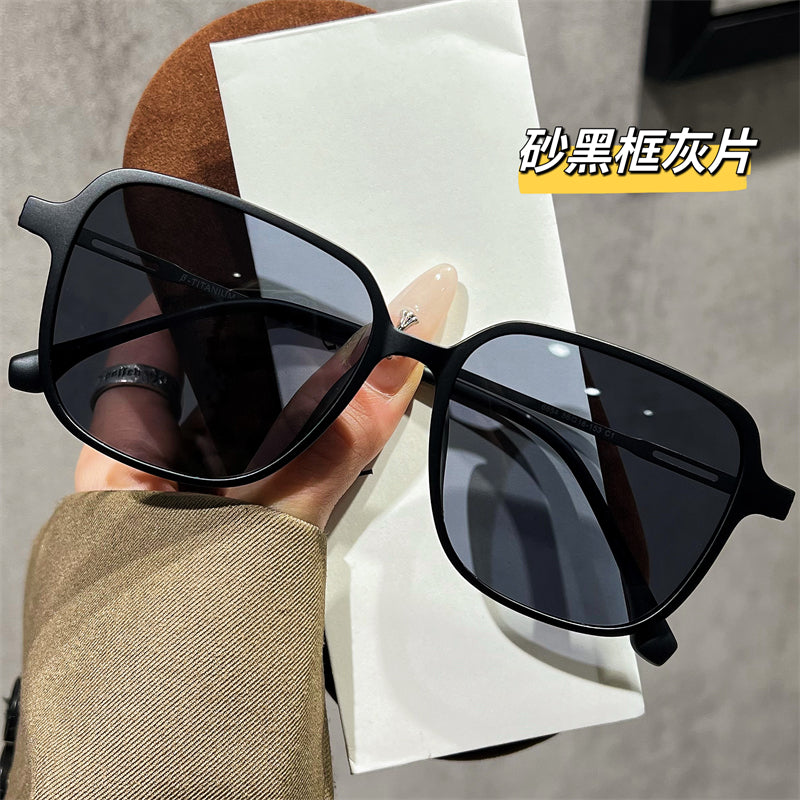 Ultra-light pure titanium plastic steel large-frame sunglasses