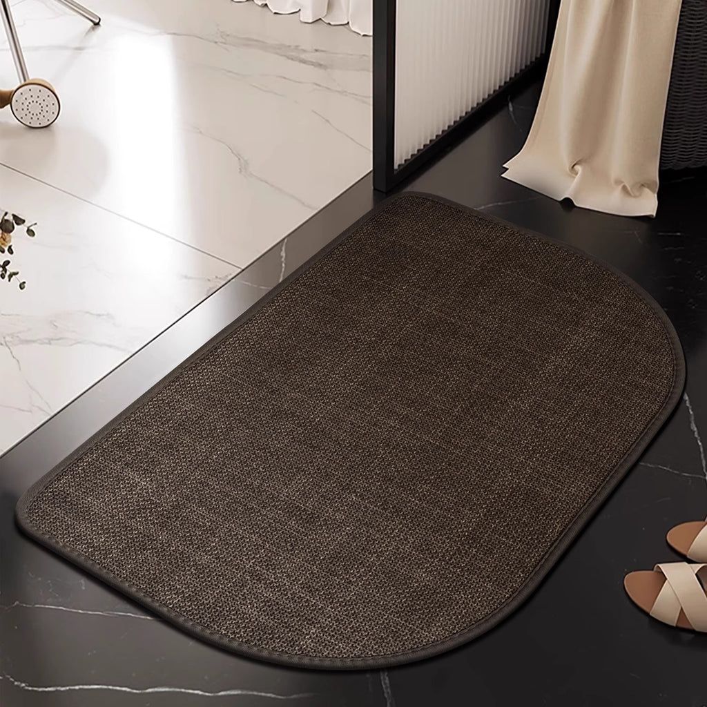 Linen floor MATS are placed in the bathroom