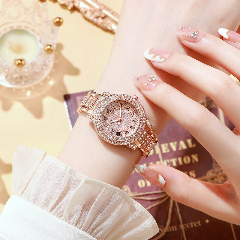 Luxury Rose Gold Diamond Ladies Quartz Watch