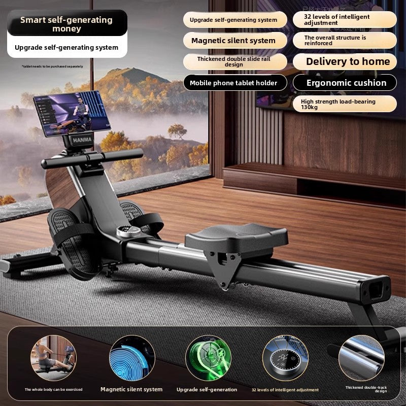 Foldable Smart Rowing Machine with Magnetic Resistance for Home Fitness