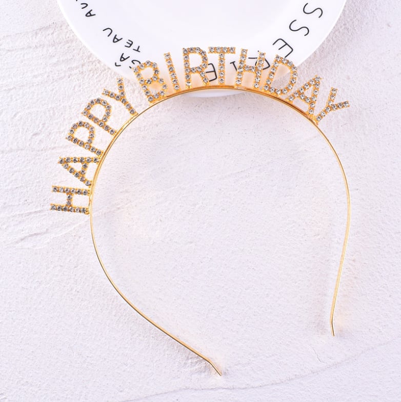 Happy birthday headband HappyBirthday flash diamond letter headband adult funny party hair accessories for women