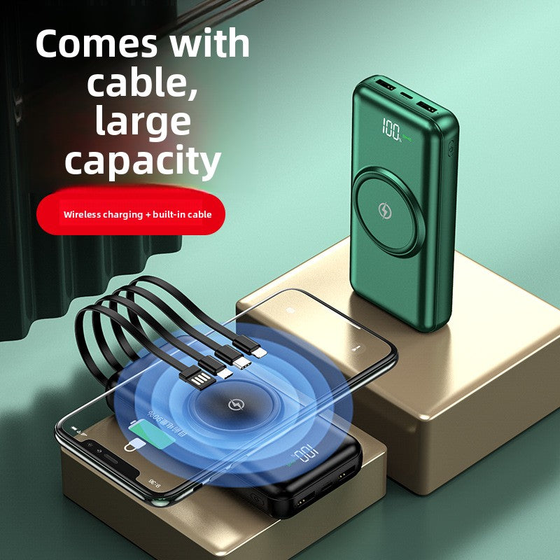 Wireless Charging Power Bank with Built-in Cable