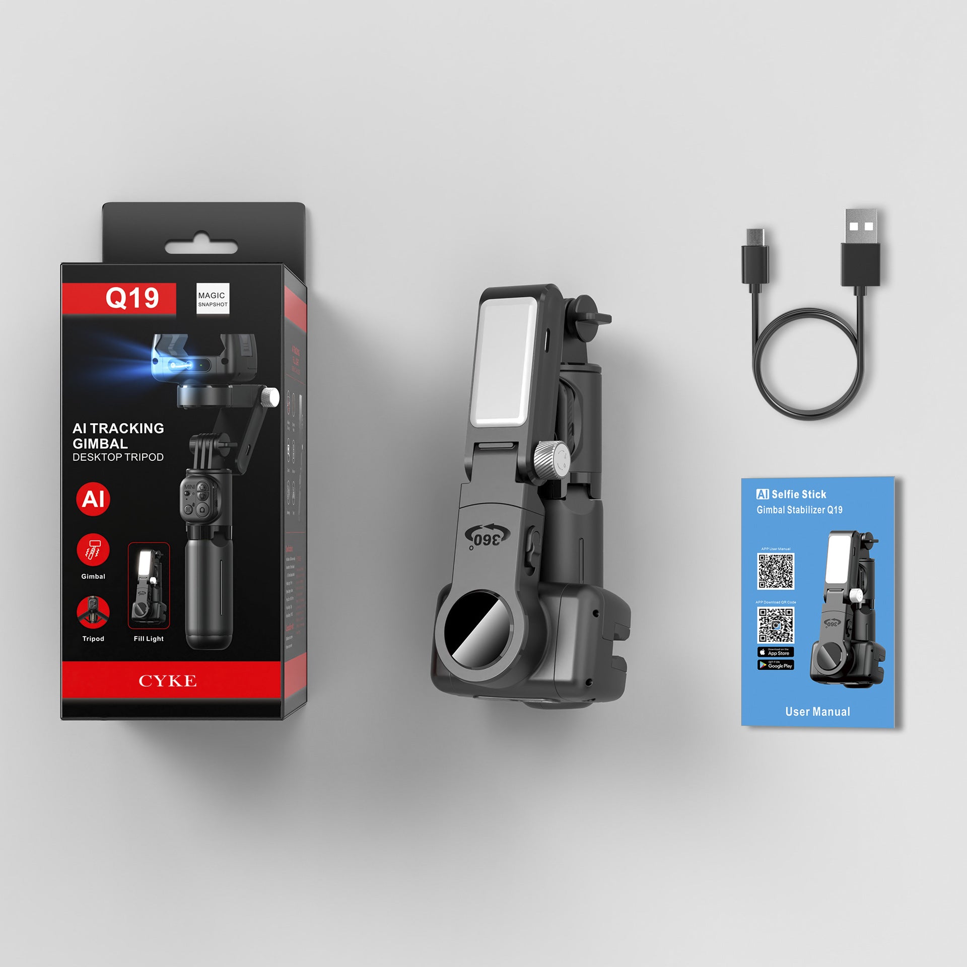 Cyke Phone Stabilizer with AI Face Tracking Handheld Gimbal