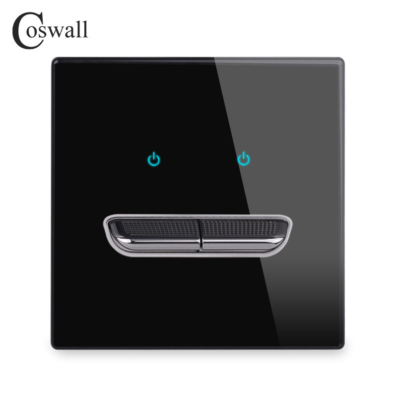 Black Glass Panel Toggle Switch with LED Wall Socket Set