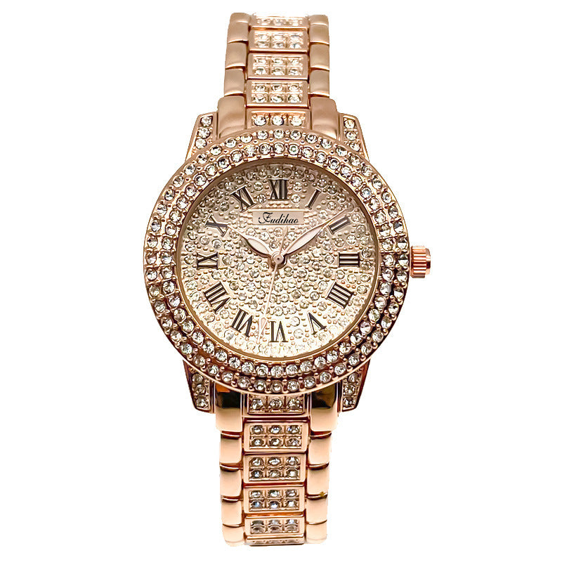 Luxury Rose Gold Diamond Ladies Quartz Watch