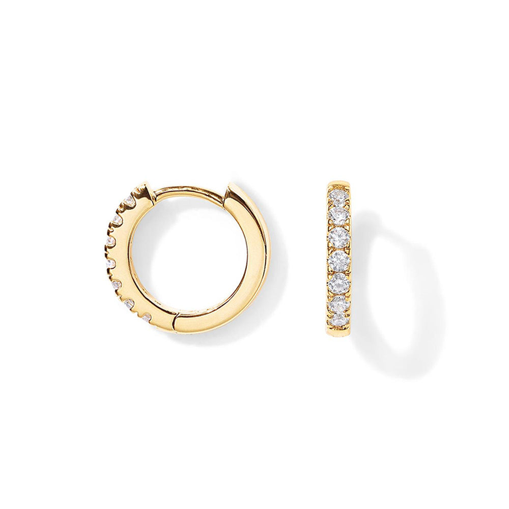 Copper-plated genuine gold round zirconia earrings