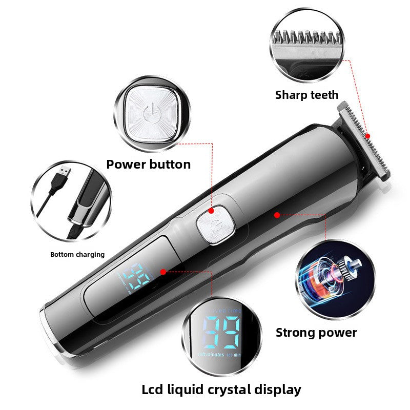 Electric Hair Clipper with LCD Display and Multi-Attachments