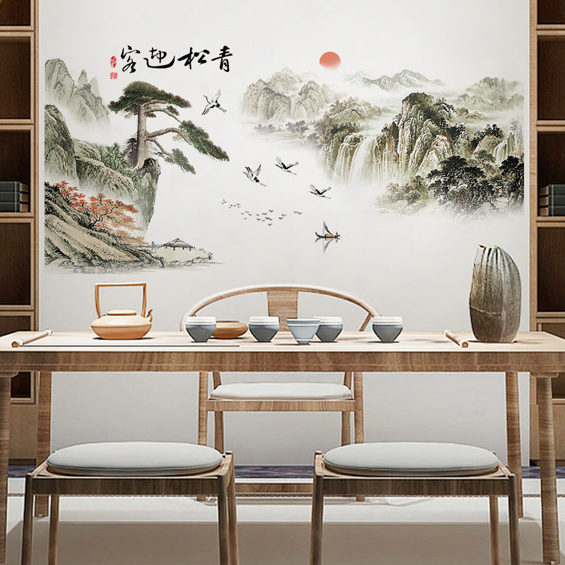 landscape ink painting home wall self-adhesive mural decoration
