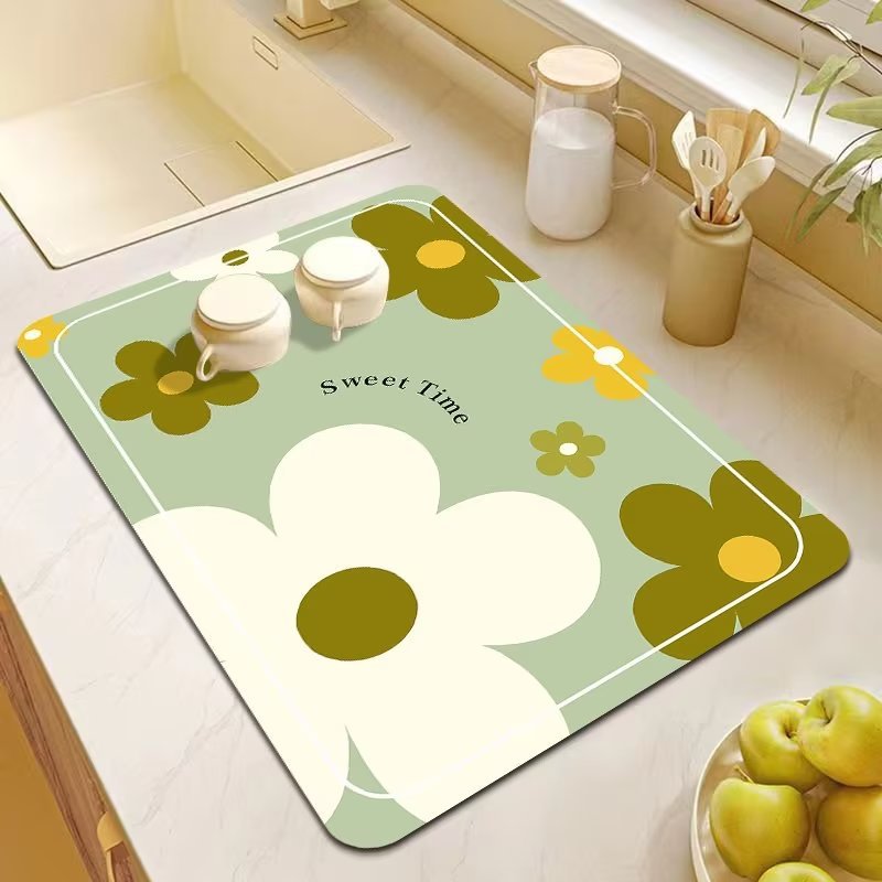 Cartoon Floral Non-Slip Absorbent Kitchen Bathroom Floor Mat